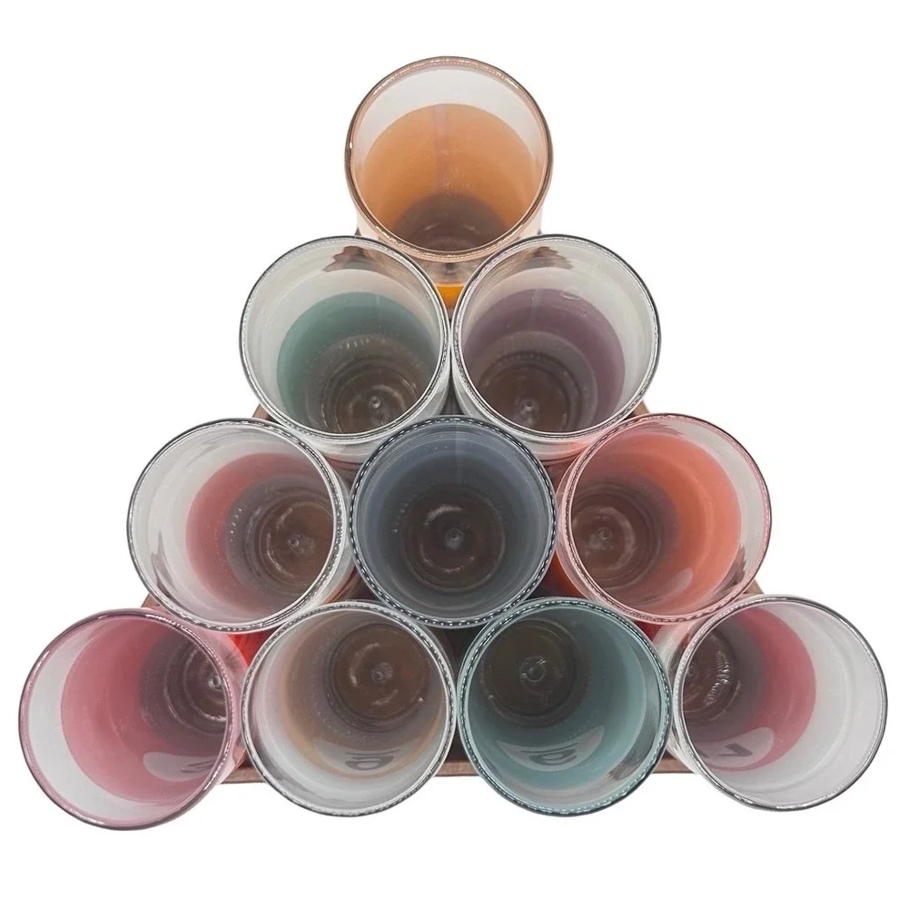 17 PC Luminarc Vintage Pool Parlor Shot Glass Set with Rack Barware Billiards